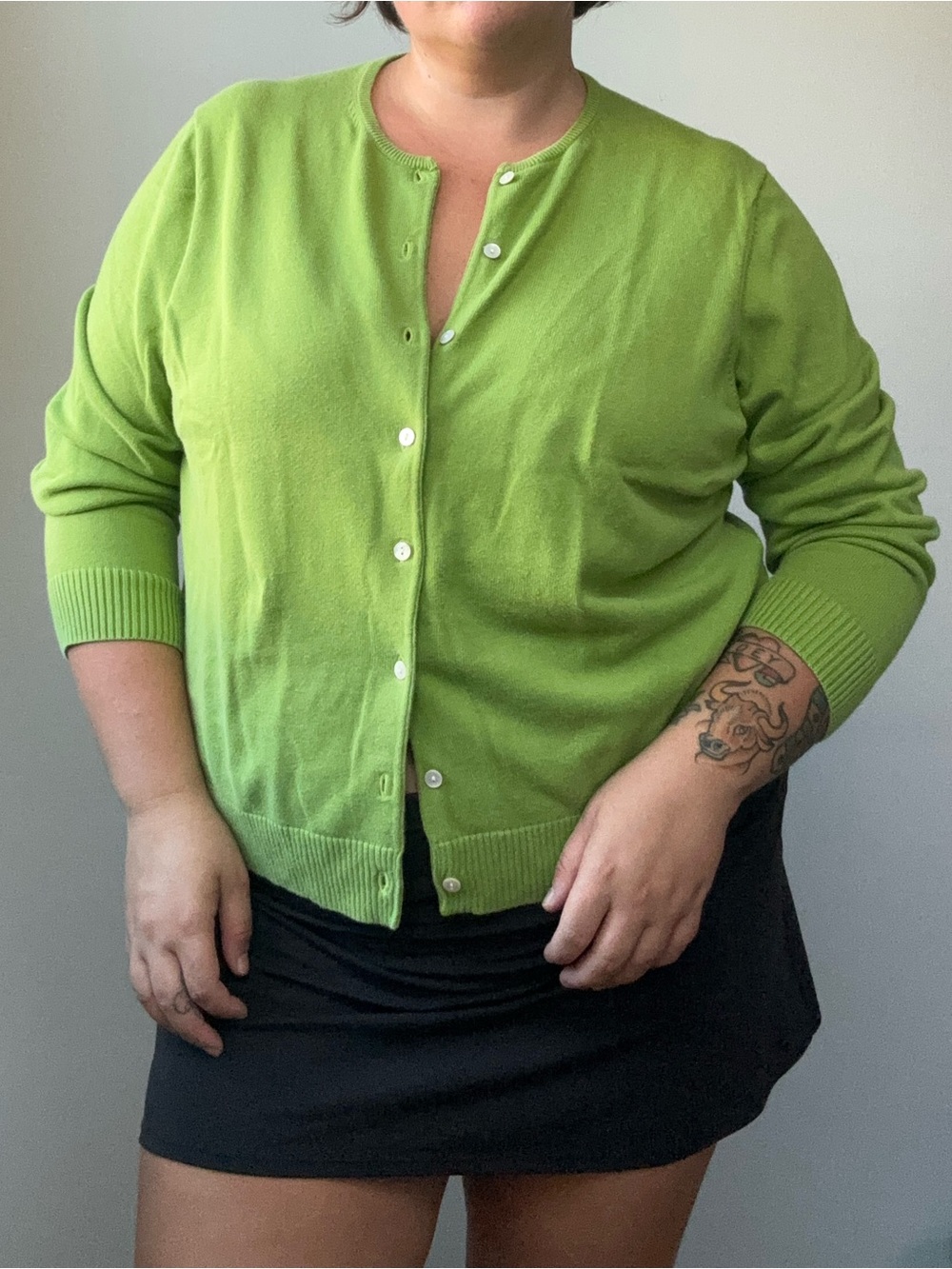 Lands' End Lime Green Cardigan